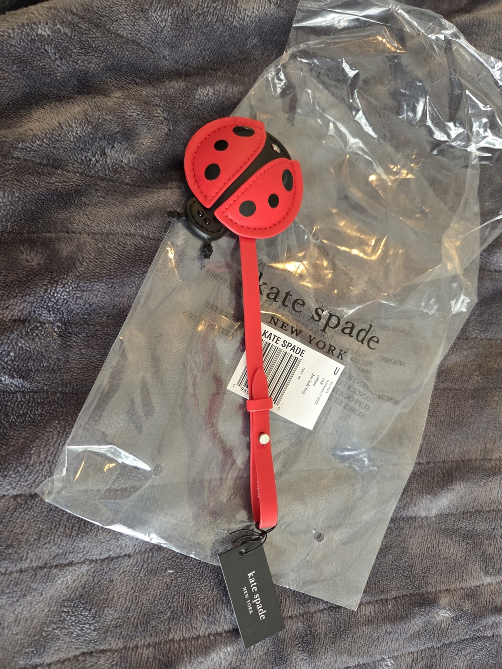 kate spade Hot Pink and Black Ladybug Luggage Tag - Picture 2 of 3